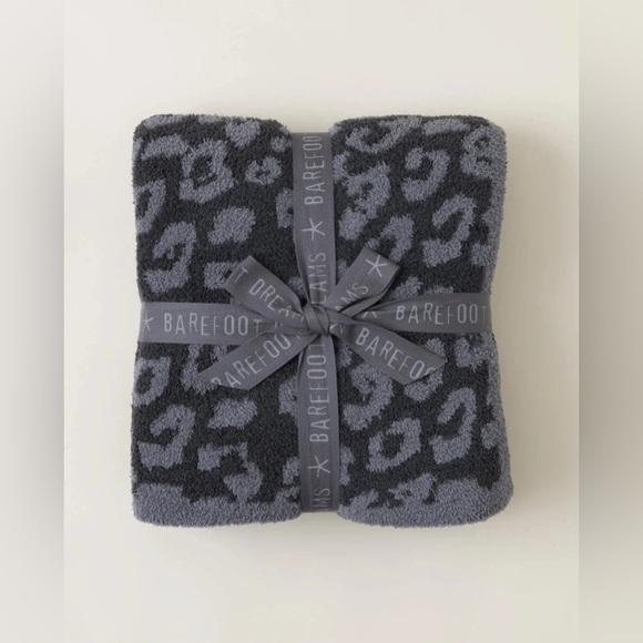 Barefoot Dreams CozyChic BITW Throw Gray Carbon Graphite Leopard Cheetah Print